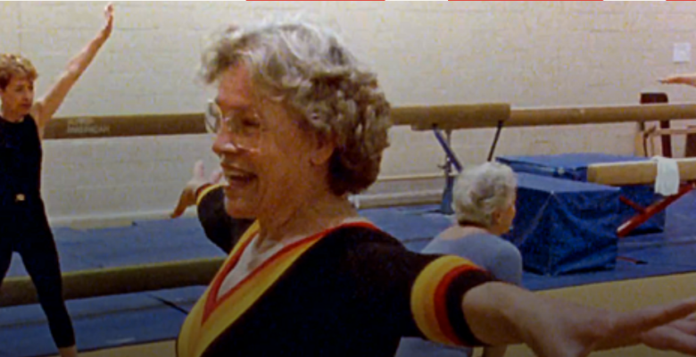 Older adults doing gymnastics