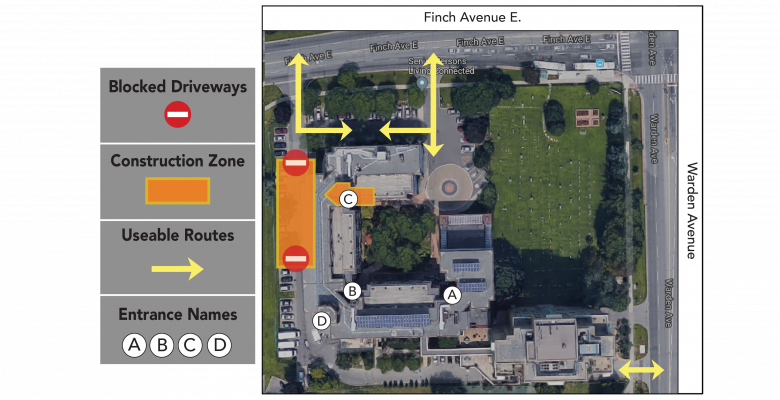 Map of entrances and construction